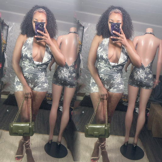 “You Go It Girl” backless romper