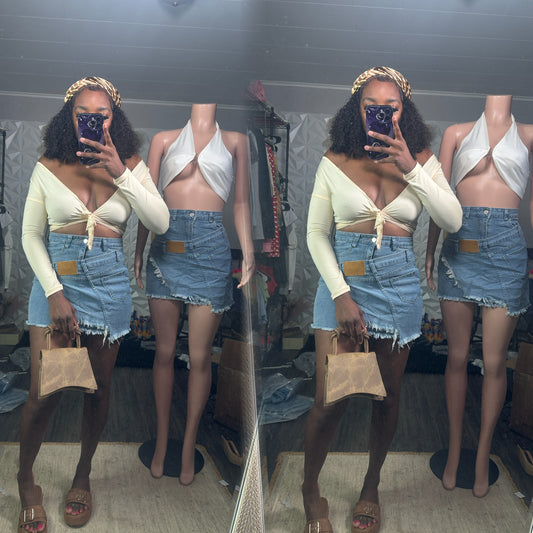 “Something Different” denim stretch skirt