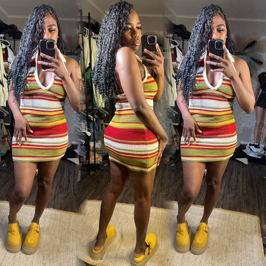 “COME WITH ME” knitted halter top dress