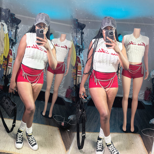 “Little Red “ fold over shorts