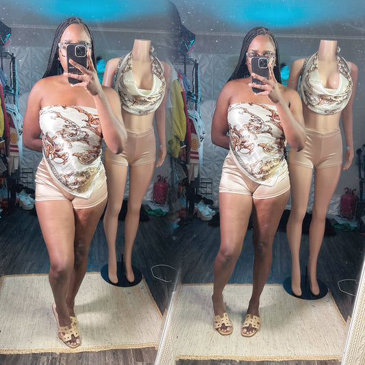 Satin nude shorts