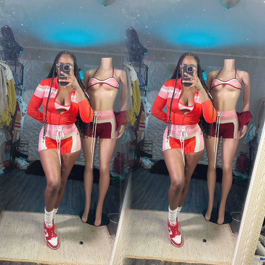 “Can’t Keep Your Eyes Off Me” 3 pieces red set